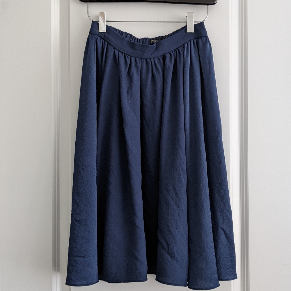 Zara Navy flounce midi shirt